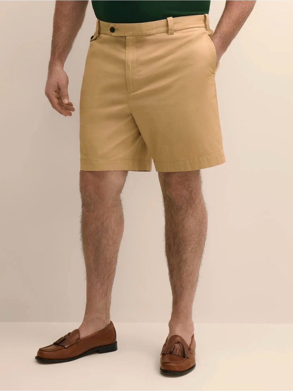 Brooks Brothers Men's Stretch Supima Cotton Poplin Shorts In Khaki Size: 38